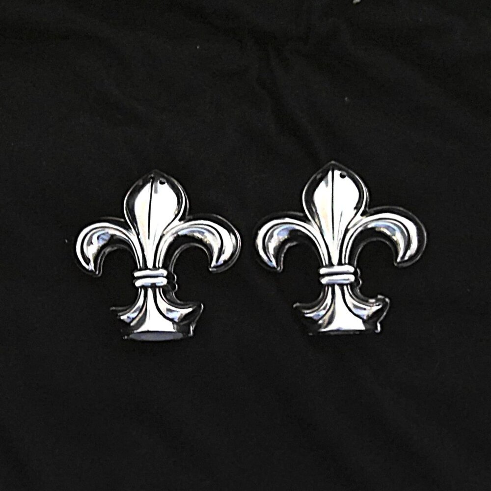 New Silvertone Fleur de Lis Finials Lot of 2 Decor Antique Look Craft Lamp NWOT